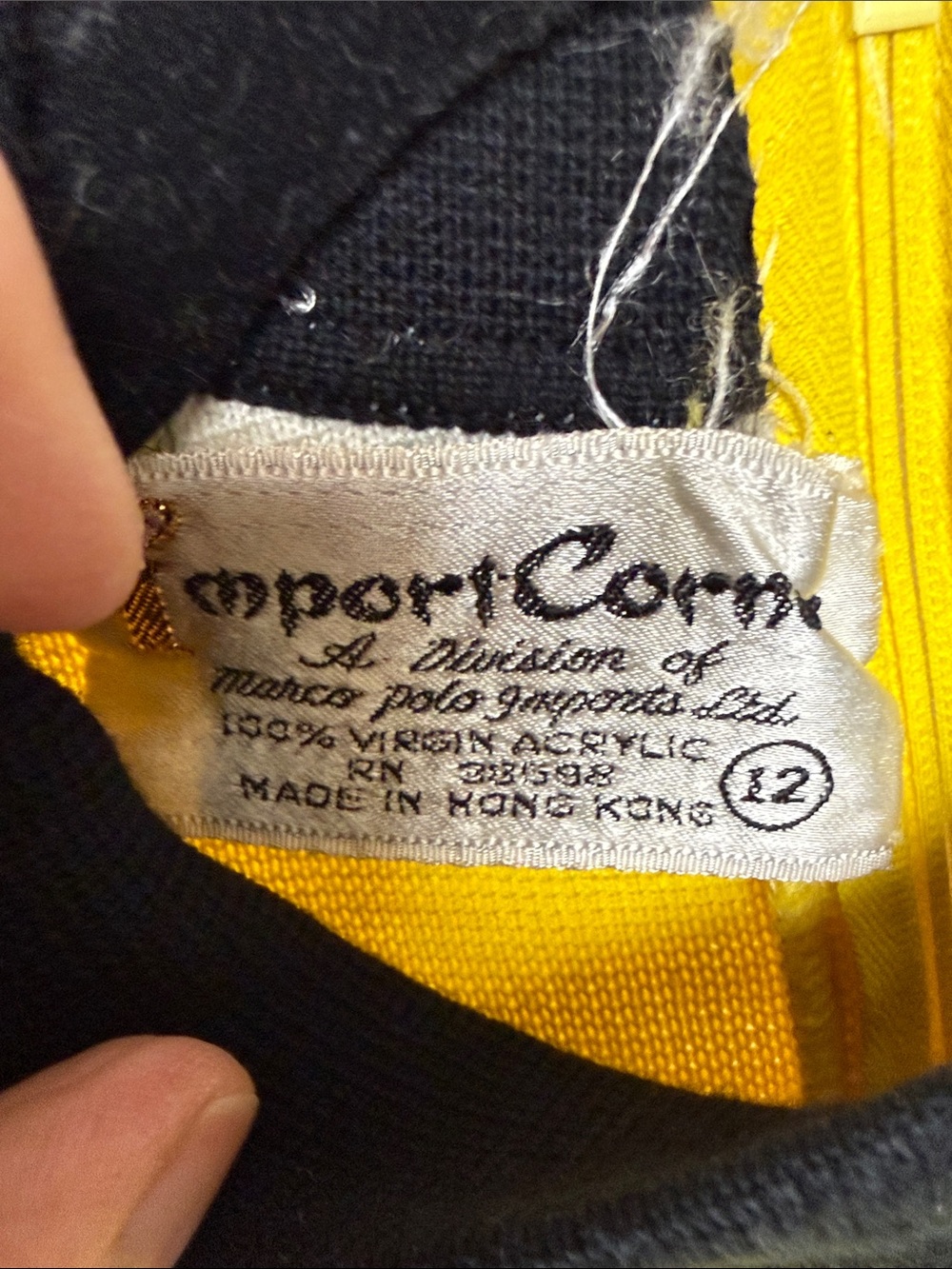 IMPORT CORNER *VINTAGE* Plaid Yellow & Black - Picture 2 of 5